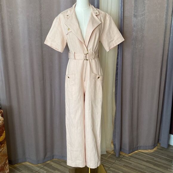 Sandro Pink Flutter Sleeve Jumpsuit, US2 - Picture 5 of 15